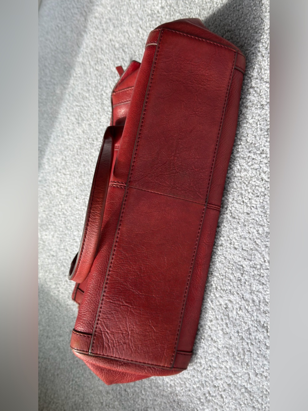 Fossil Red Leather Double-Handle Satchel - Picture 5 of 11